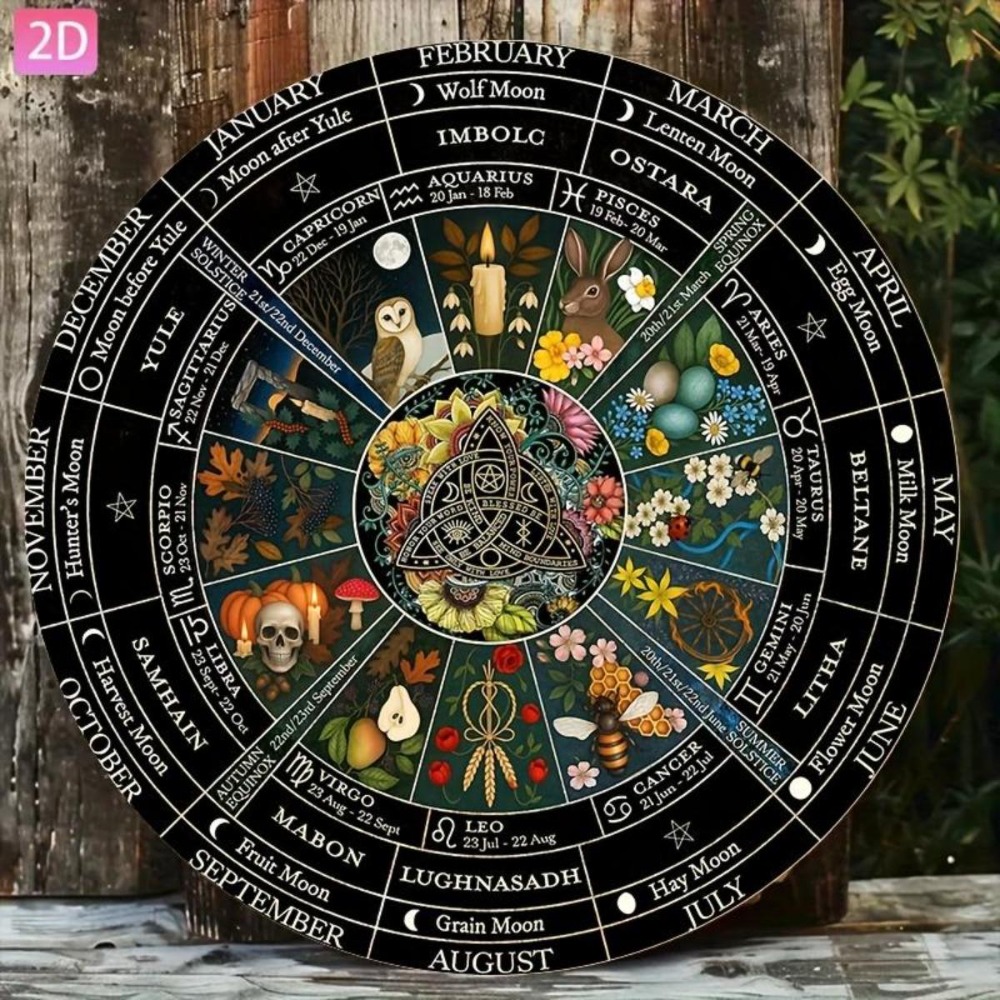 Star Map Poster - Metalowy kalendarz pogański w stylu vintage